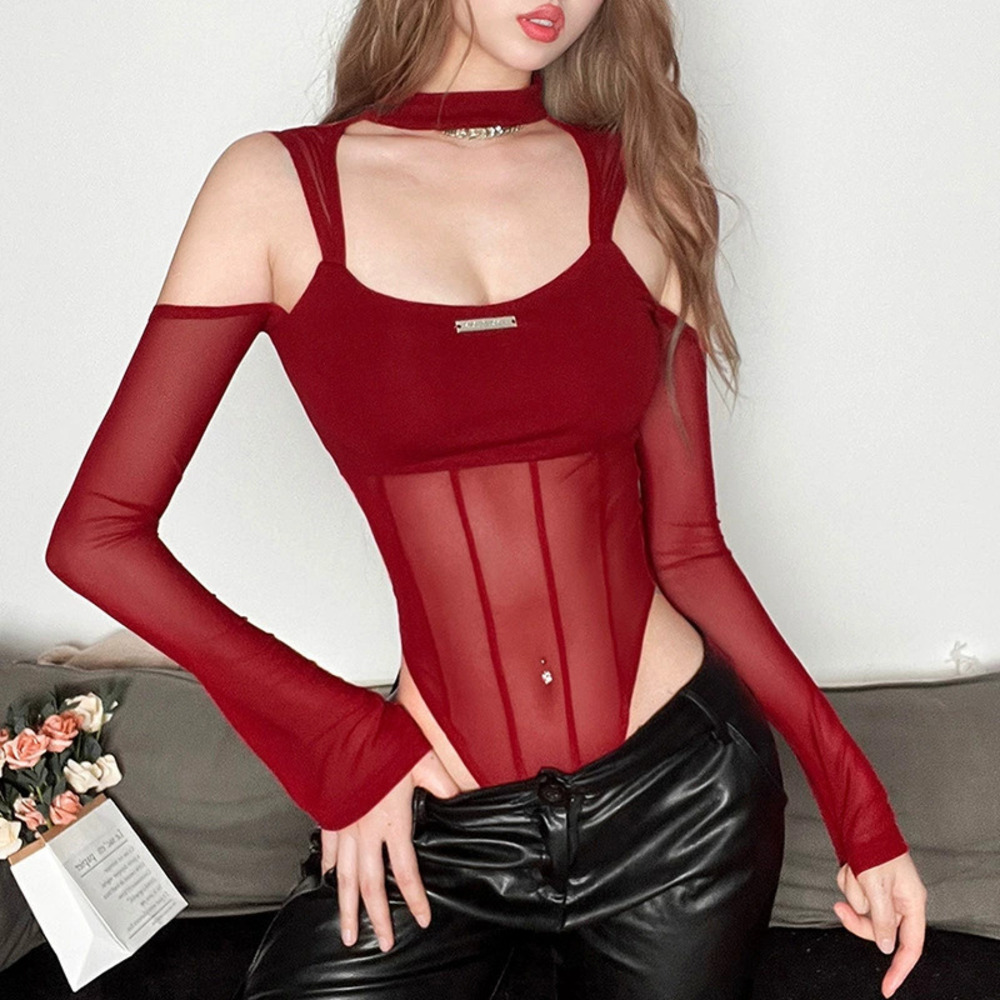 H&M Chic Sexy Summer Mesh Panel Bodycon Bodysuit